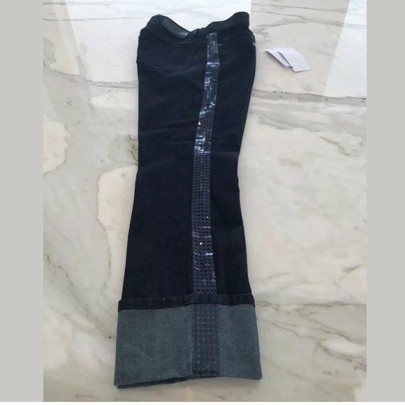 ESCADA SPORT LINDA BLUE SEQUINS CROPPED JEANS SIZE US 8 / 38 NWOTS! - Picture 4 of 16